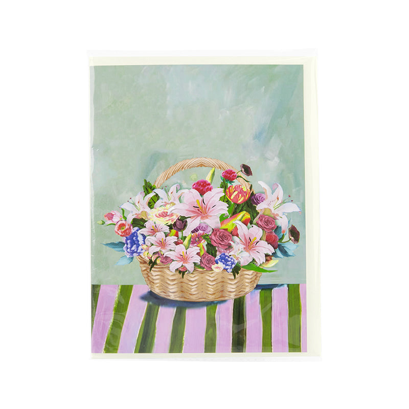 Watercolor Lily Flower Basket Blooming Wishes 3D Pop Up Card