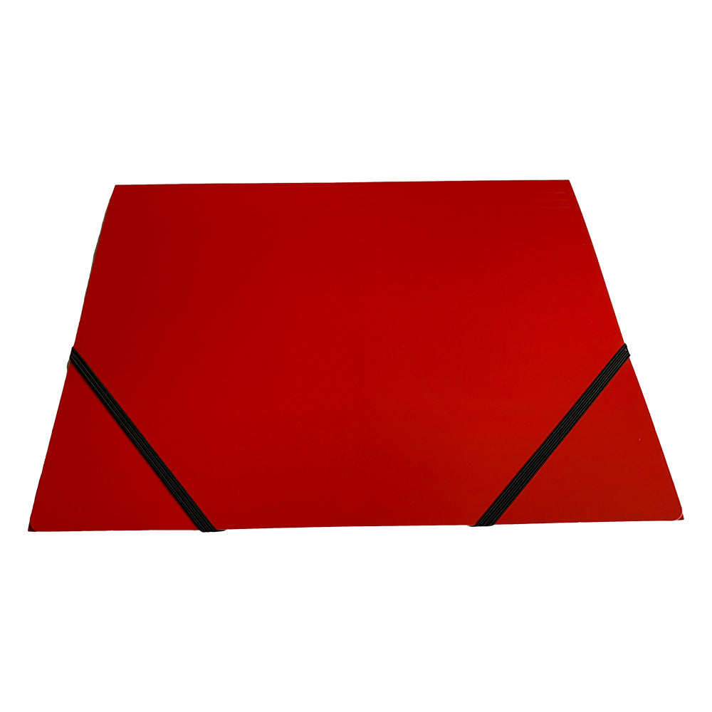 Pack of 12 Janrax A4 Red Laminated Card 3 Flap Folders with Elastic Closure