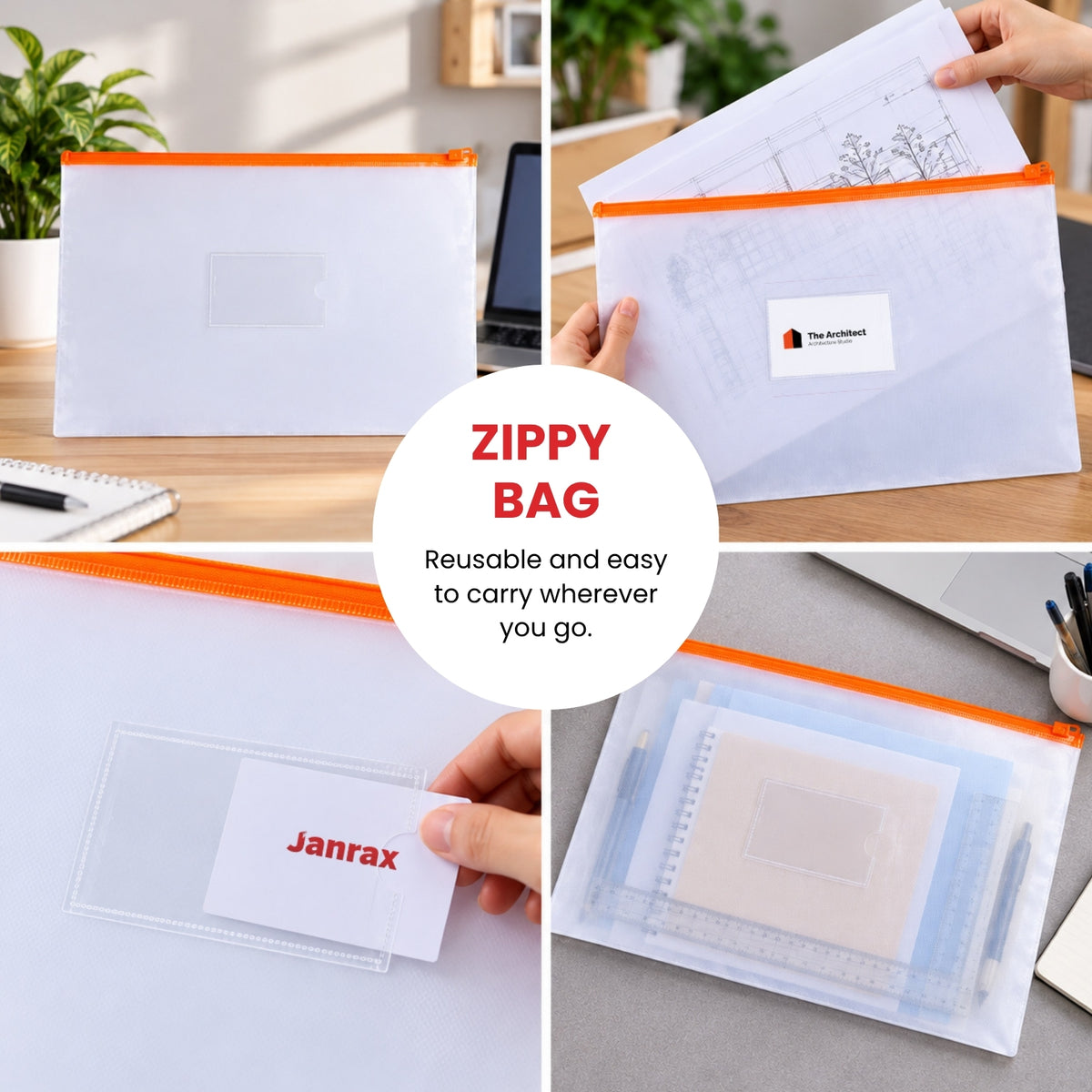 Pack of 12 A3 Blue Zip Zippy Bags