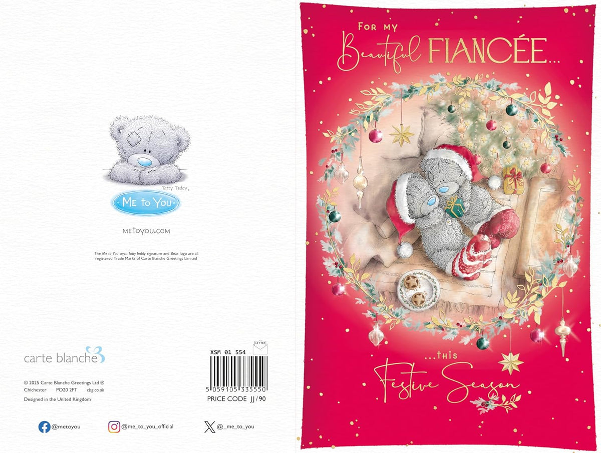 Bears Wearing Hats And Socks Beautiful Fiancée Christmas Card