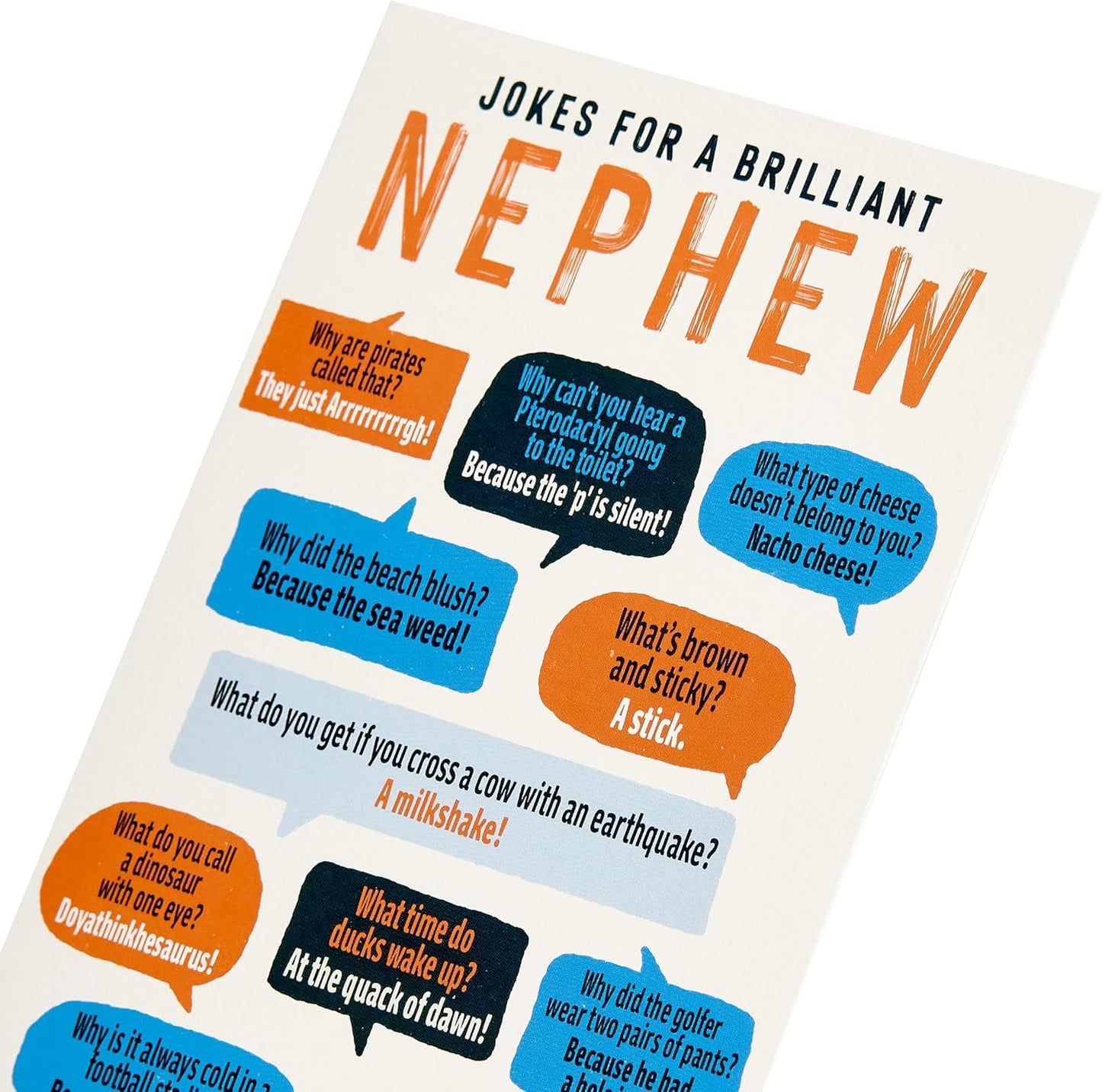 Joke List Speech Bubbles Design Nephew Birthday Card