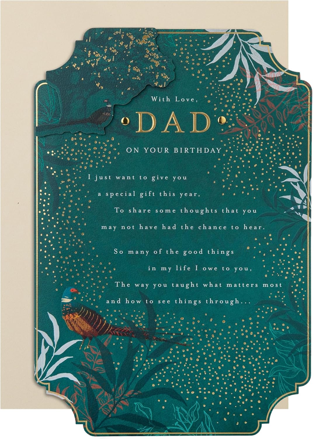 Green Traditional Floral Design with Heartfelt Verse Dad Birthday Card