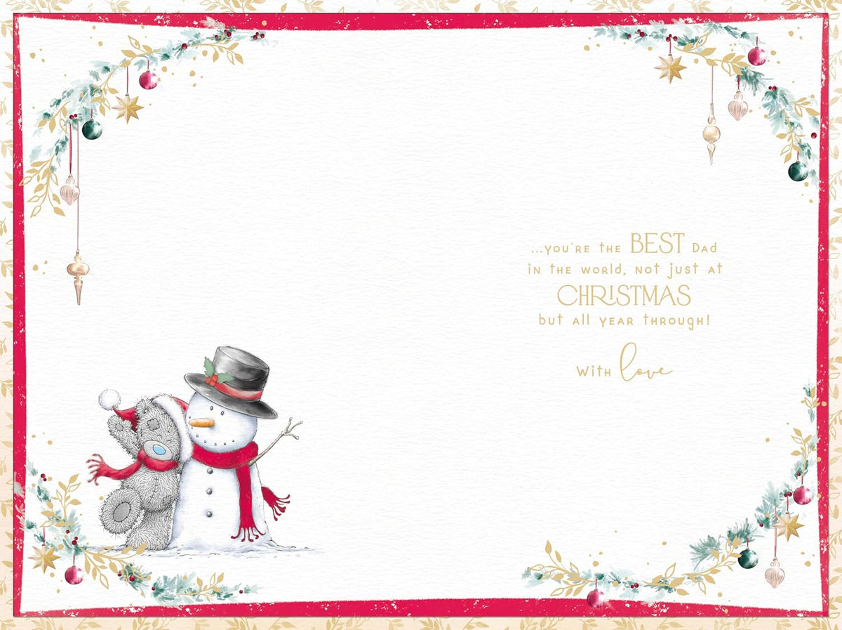 Bears With Snowman Wonderful Dad Christmas Card