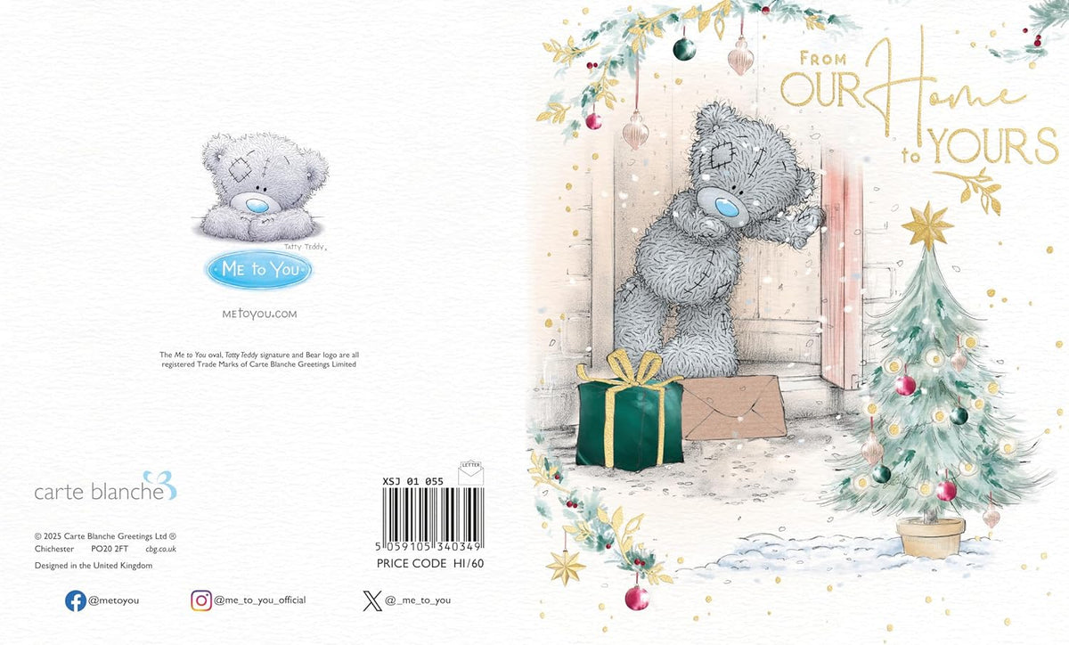 Bear Opening Front Door From Our Home To Yours Christmas Card