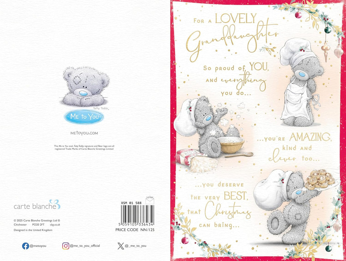 Bear Baking Mice Pies Lovely Granddaughter Christmas Card