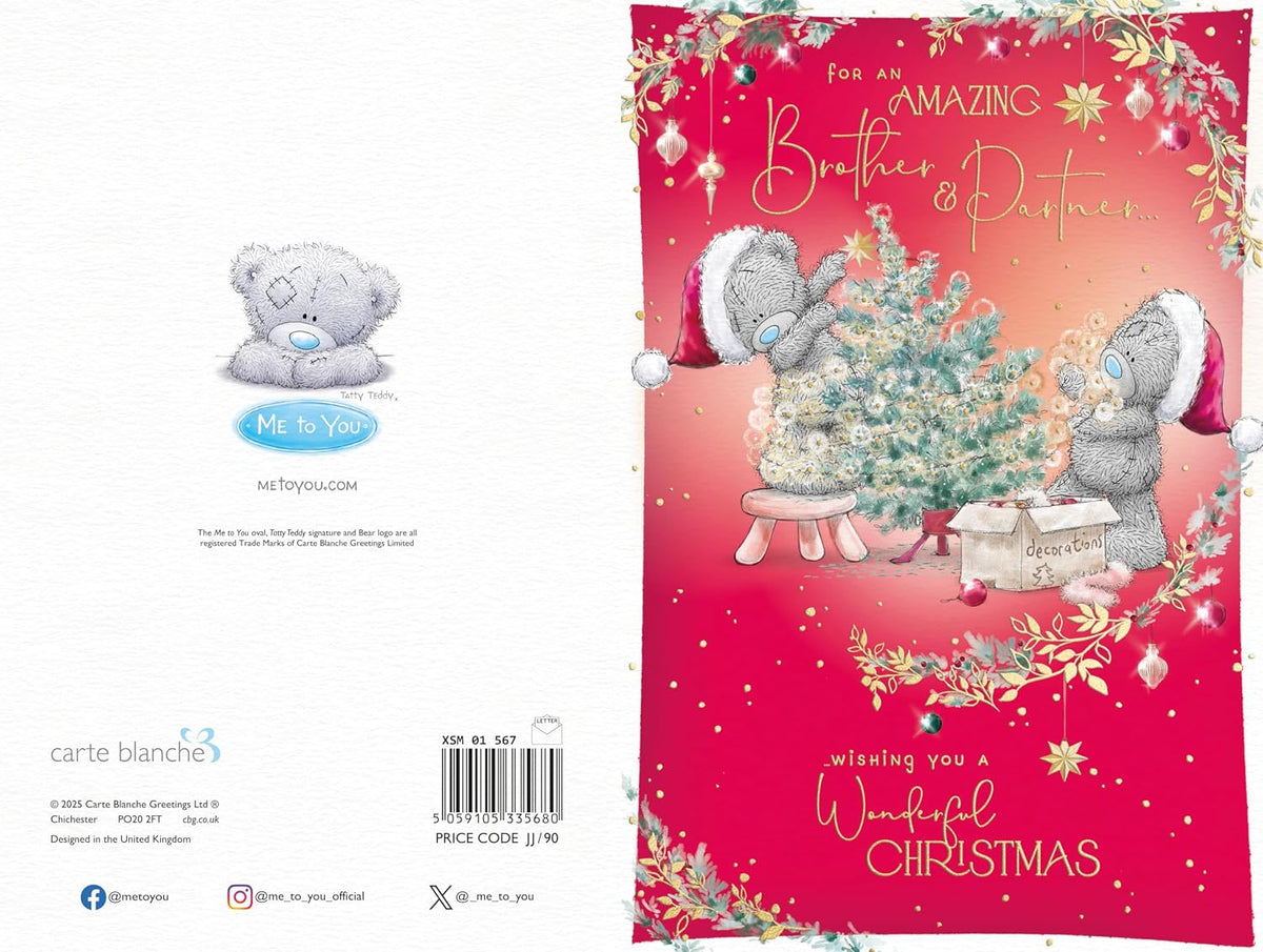 Bears Decorating a Tree Brother And Their Partner Christmas Card