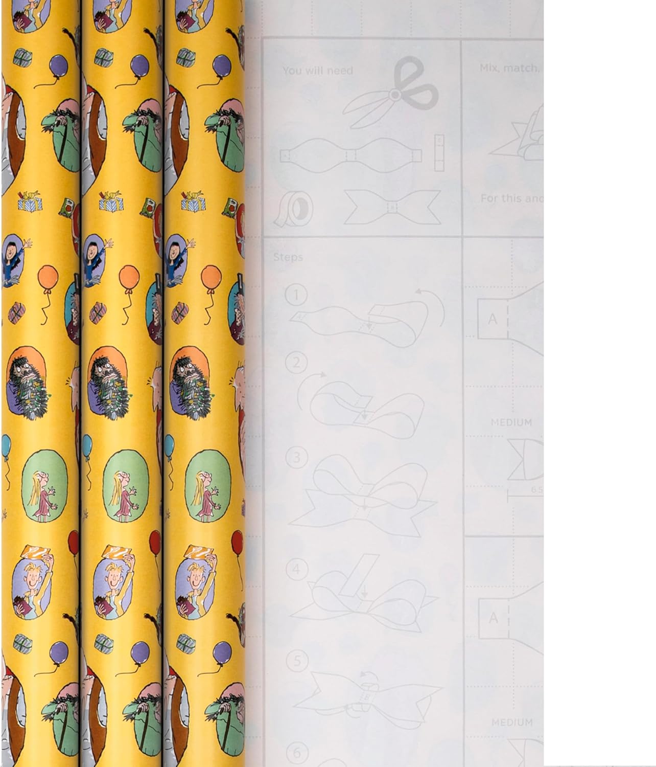 Roald Dahl & Quentin Blake Character 6M Wrapping Paper Multipack 3 x 2M Rolls