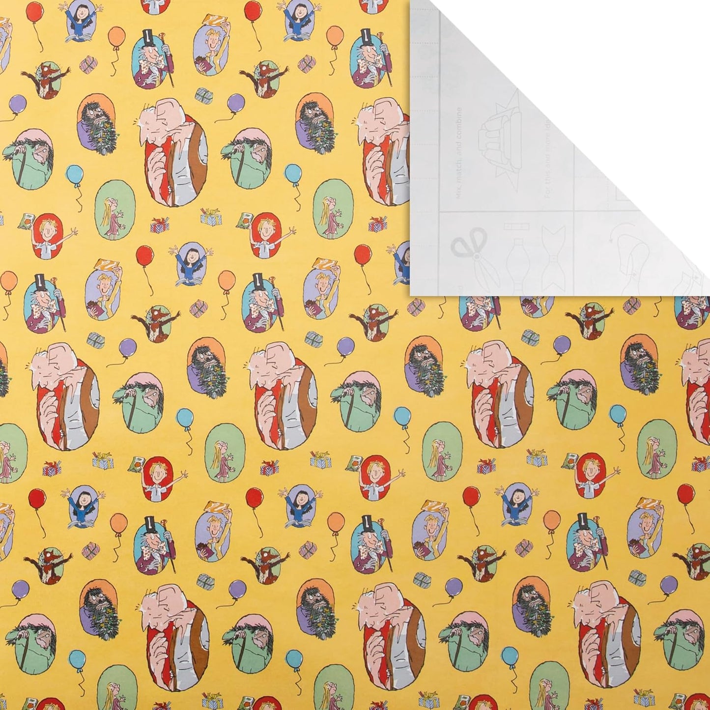 Roald Dahl & Quentin Blake Character 6M Wrapping Paper Multipack 3 x 2M Rolls