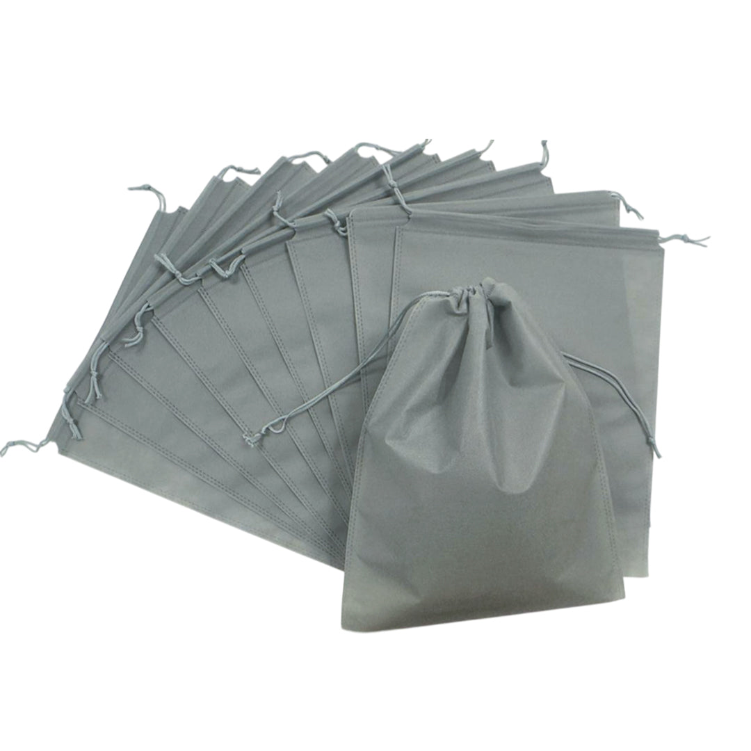 Pack of 100 Grey Coloured 32x22cm Non-Woven Drawstring Bags