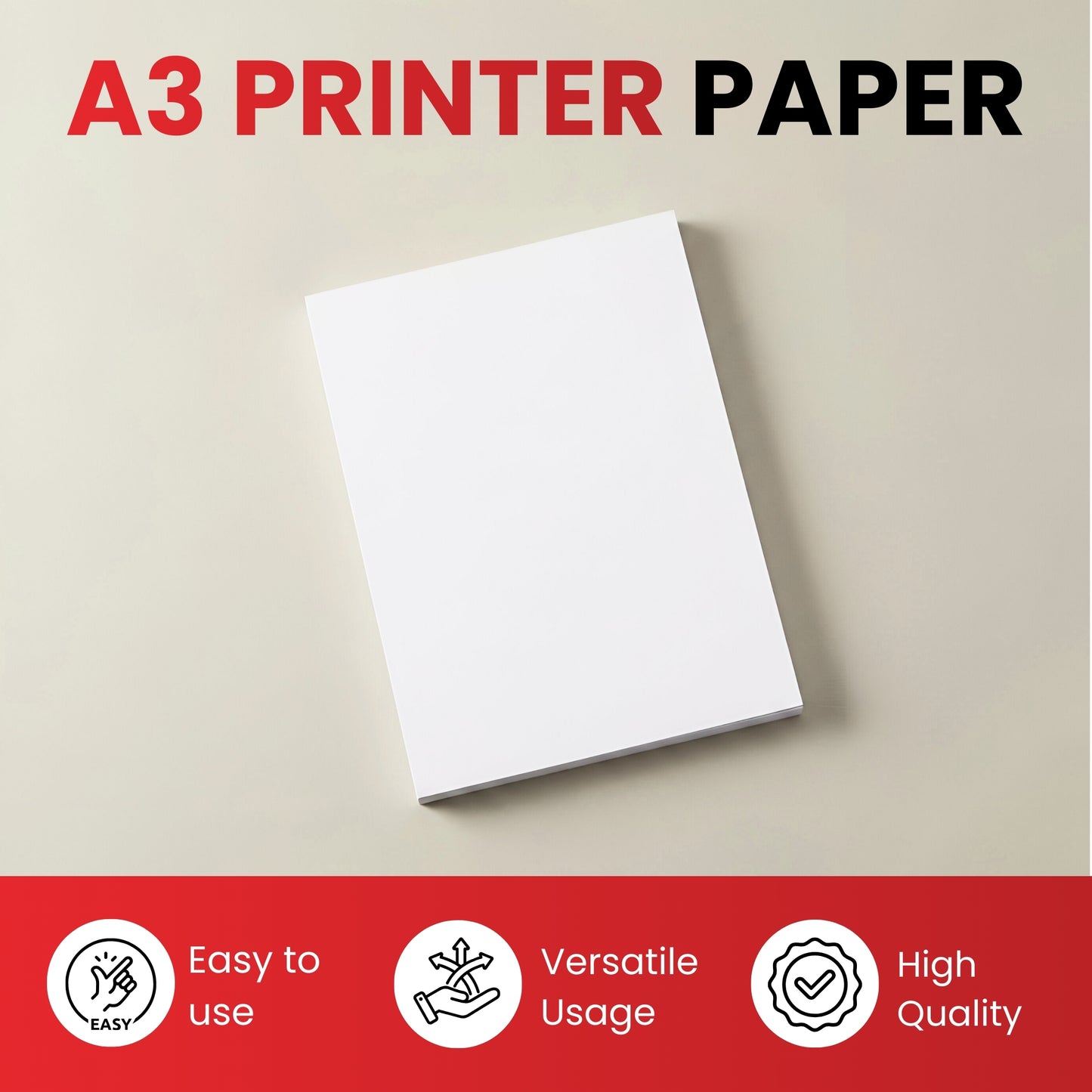A3 Copier Paper 80gsm – 5 Reams (2500 Sheets) | High-Quality White Copy Paper for Inkjet, Laser Printers & Photocopiers