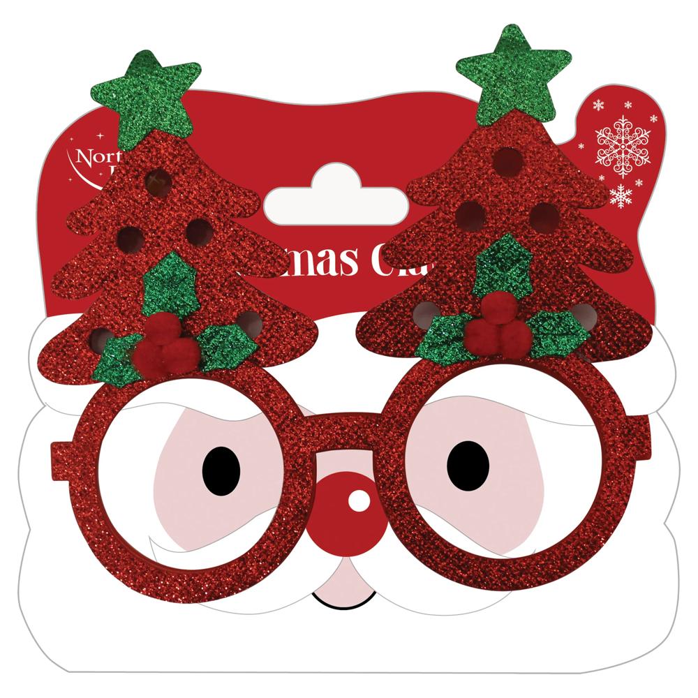 Single Red OR Green Christmas Tree Design Glasses