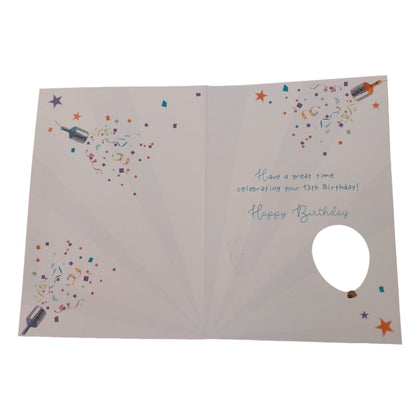 Happy Birthday 13 Today Have fun Balloon Boutique Greeting Card