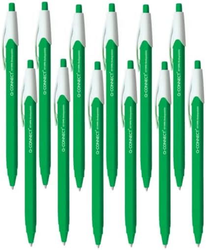 Pack of 12 Q-Connect Biodegradable Retractable Black Ballpoint Pens