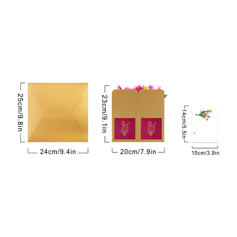 Tulip Beige 3D Pop Up Birthday Box Card - Spring Mother's Day Birthday Mum
