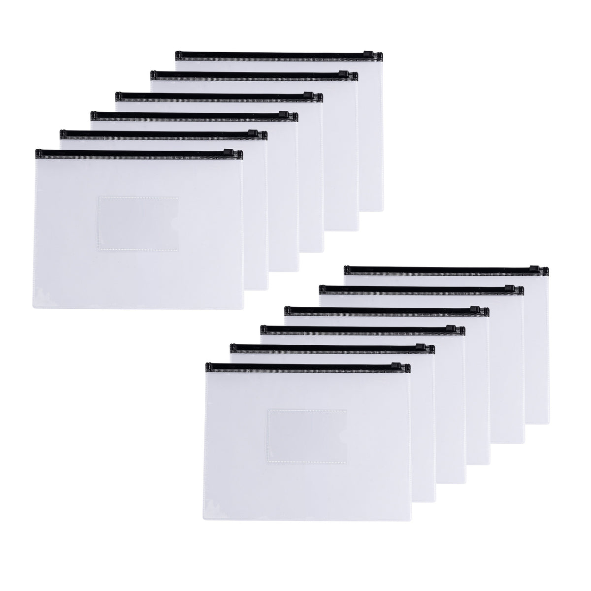 Pack of 12 A5 Black Zip Zippy Bags