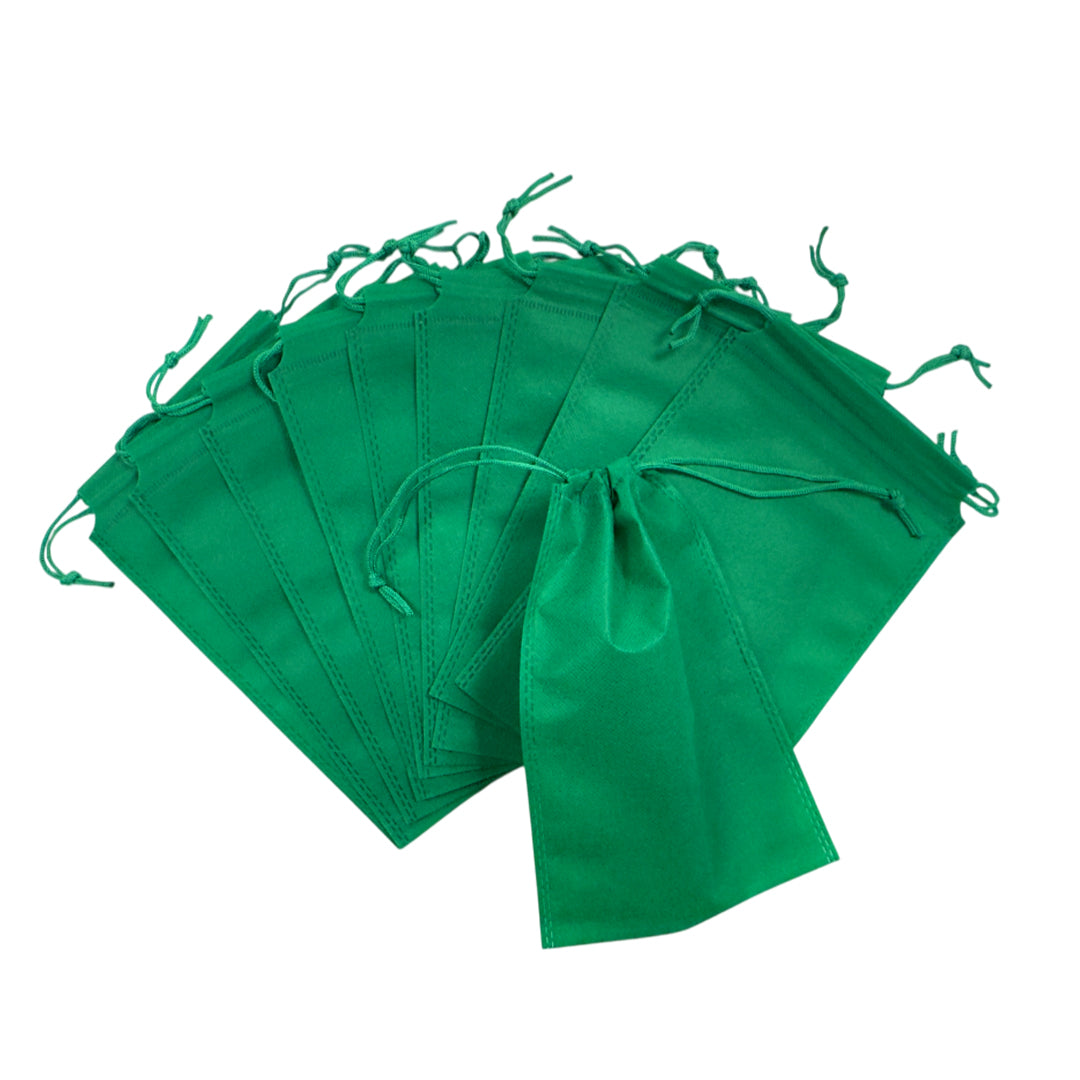 Pack of 25 Dark Green Coloured 35x25cm Non-Woven Drawstring Bags