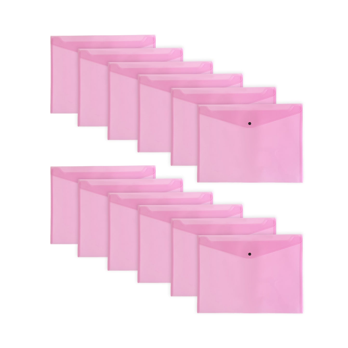 Pack of 12 Janrax A3 Pink Document Wallets - Button Stud Folder