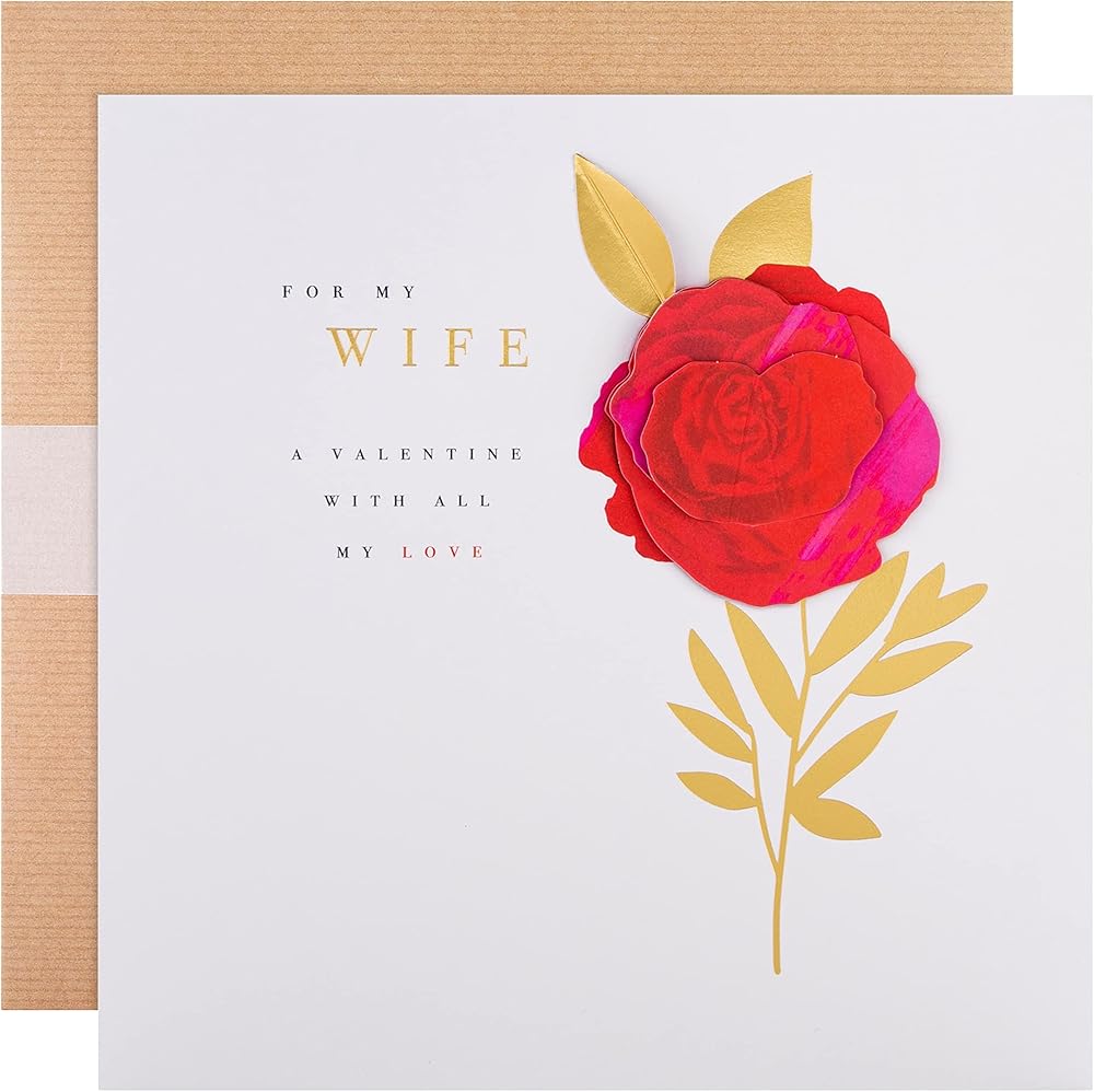 Classic Red Rose & Message Design Wife Valentine's Day Card