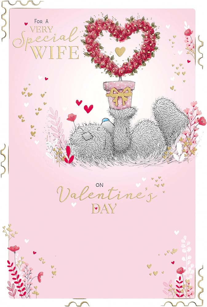 Bear With Heart Shaped Plant Wife Valentine's Day Card