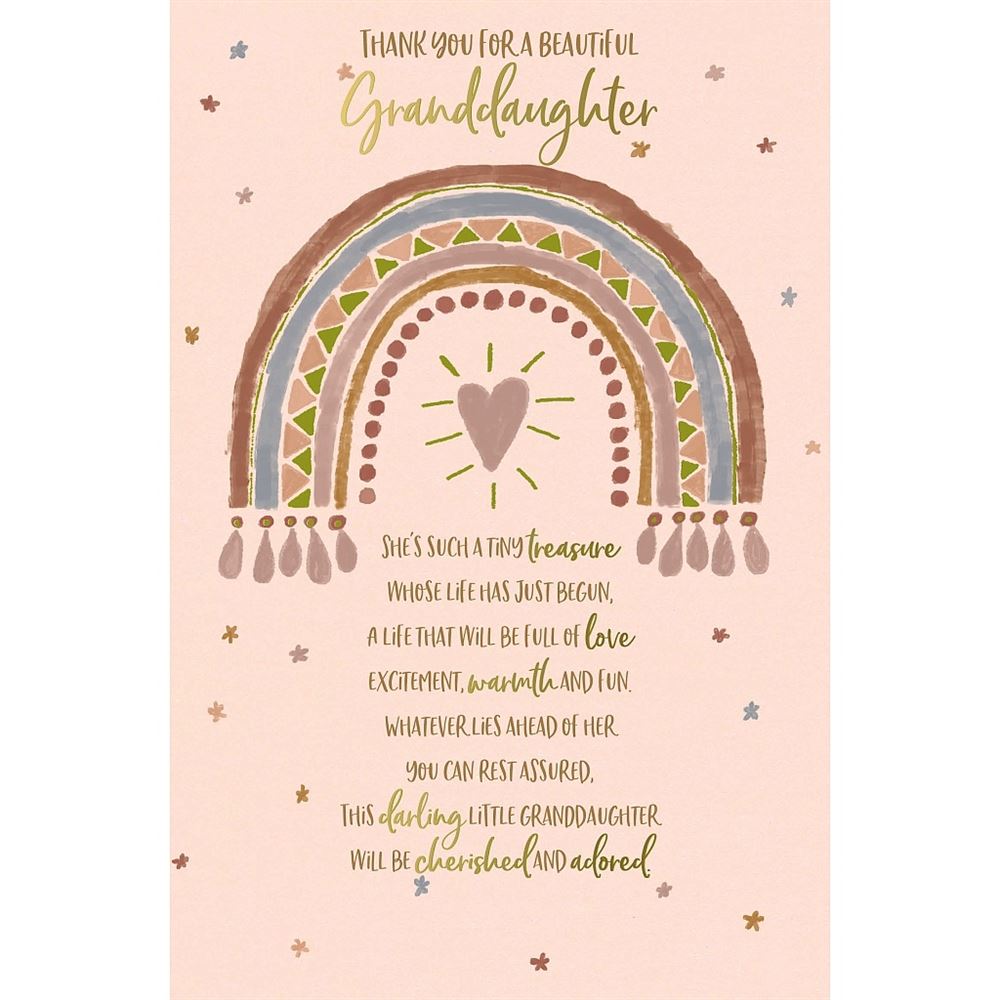 Rainbow Design Thank You for a Beautiful Baby Granddaughter Card