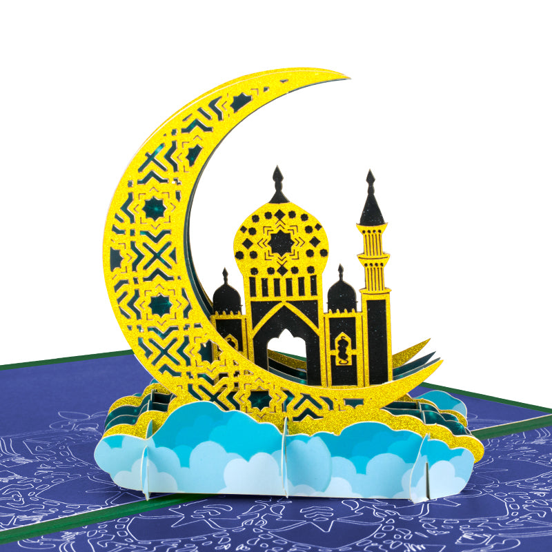 Peace and Joy Crescent Blessings Eid 3D Pop Up Greeting Card