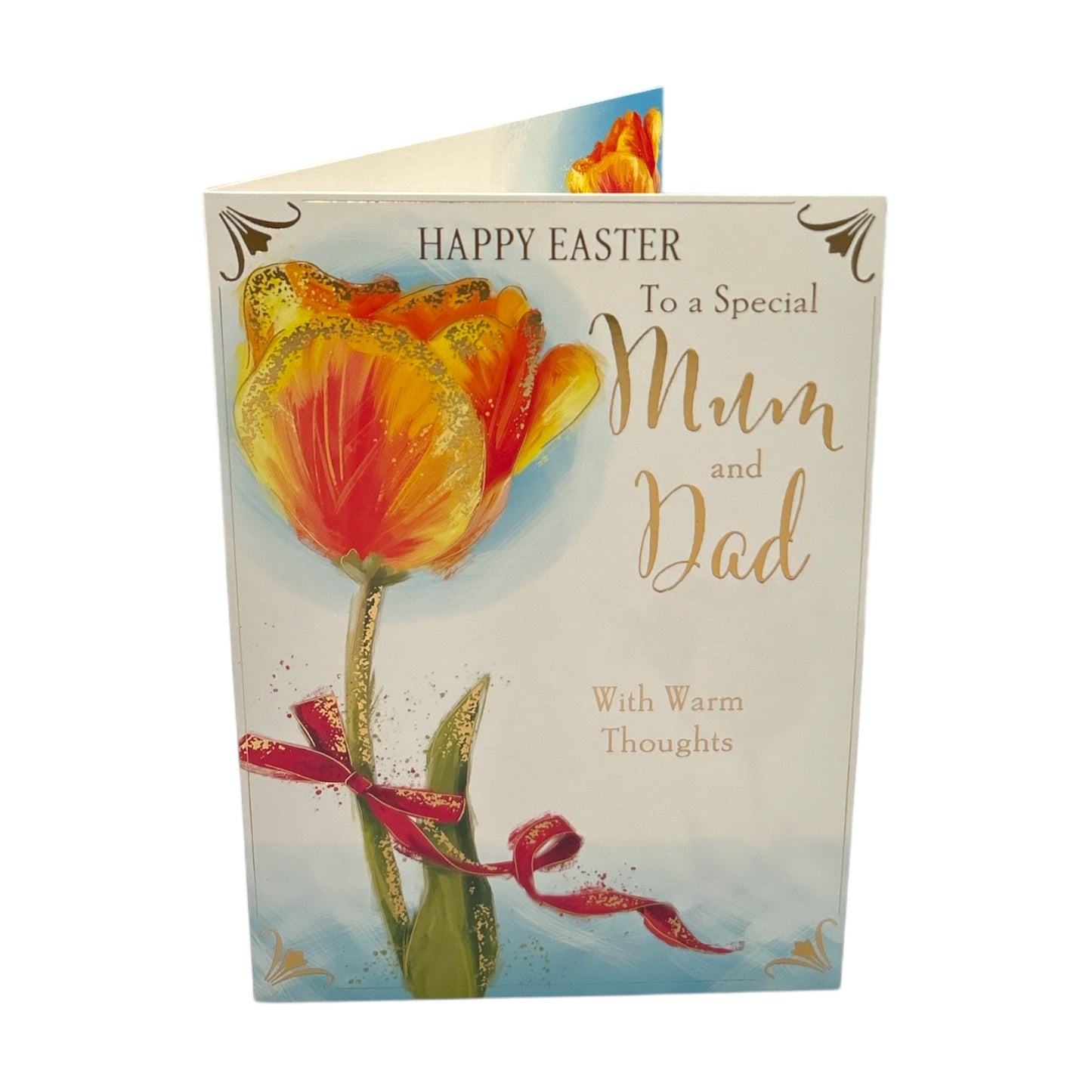 To Mum And Dad Beautiful Orange Tulip Flower Design Easter Card