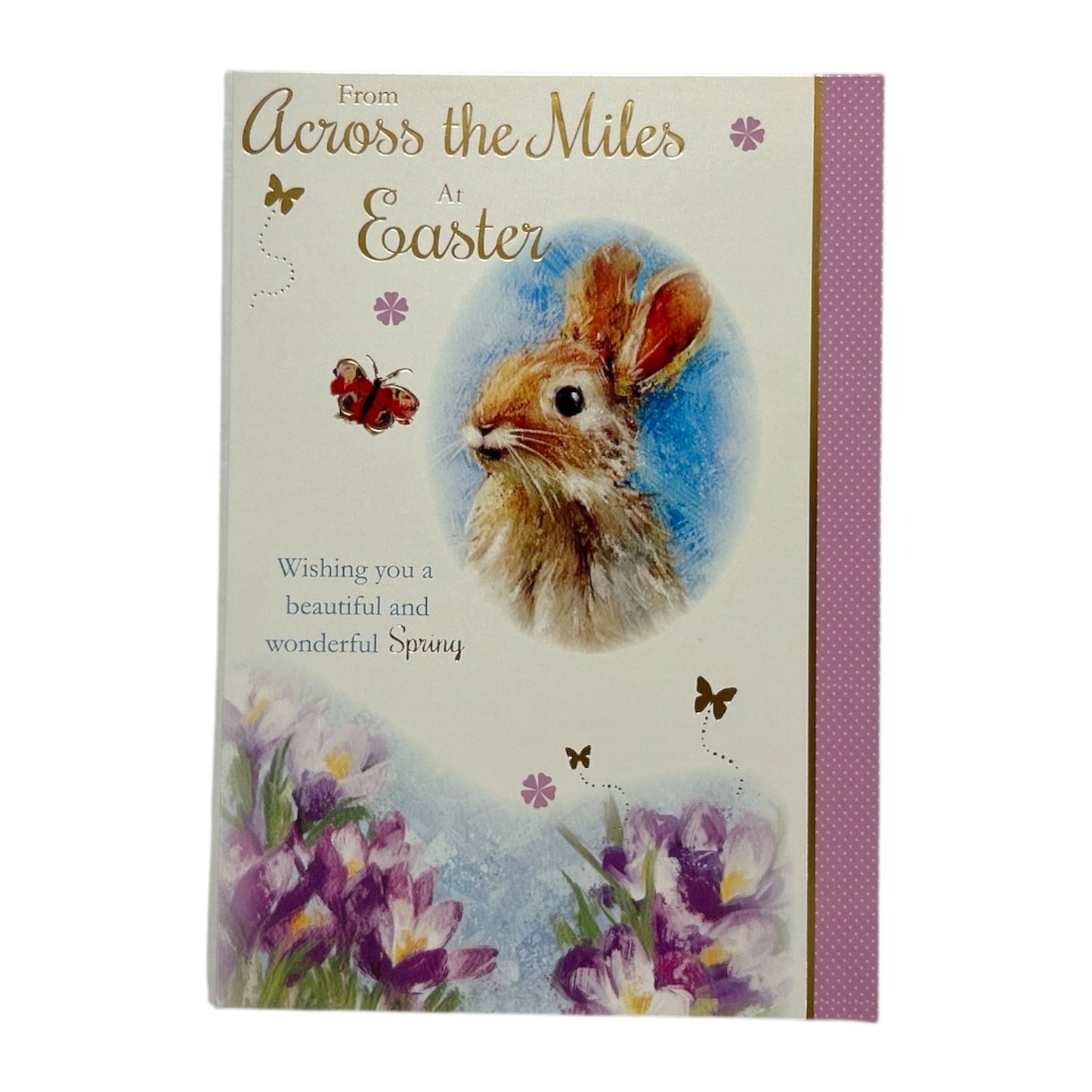 Across The Miles Cute Rabbit with Butterfly Floral Design Easter Card