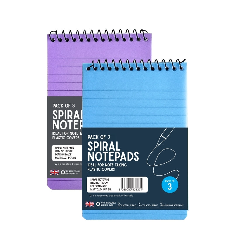 Pack of 3 6"x4" 34 Sheets Spiral Note Pads