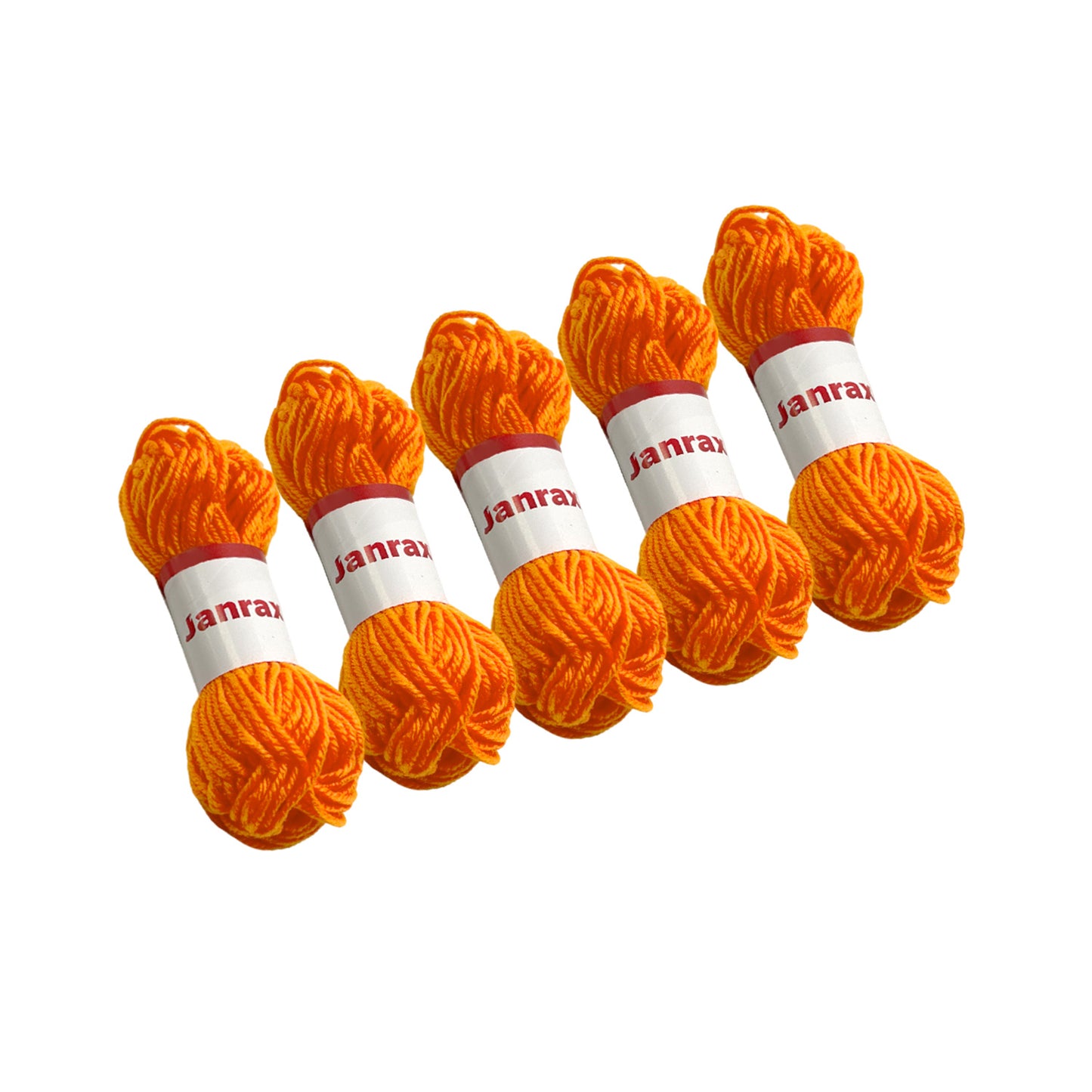 Pack of 5 Orange Acrylic Yarn Rolls – 10g each, 4 Strand 8 Ply Knitting Wool