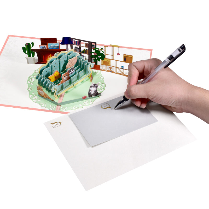 Cat Design Party 3D Pop Up Greeting Card