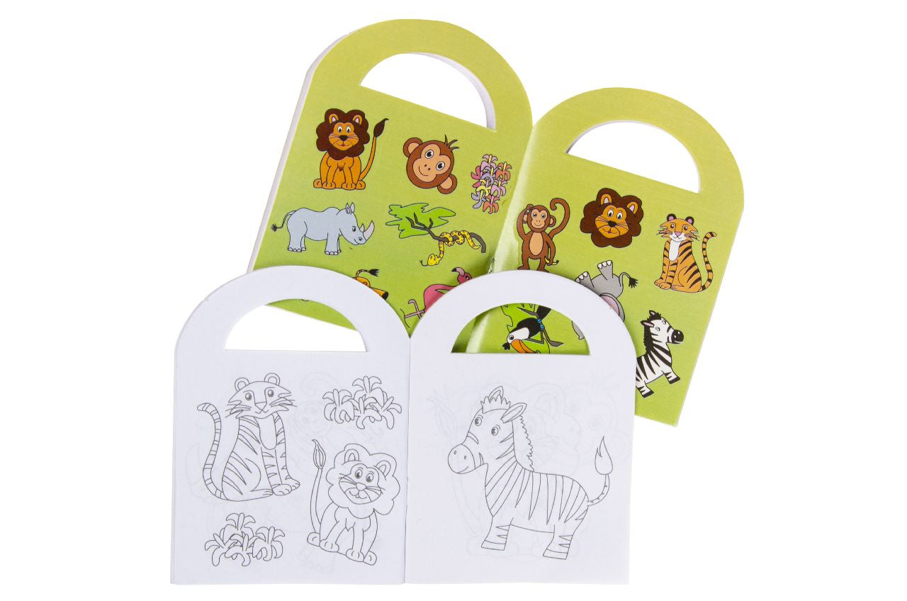 Wild Animals Coloring Mini Book with Stickers