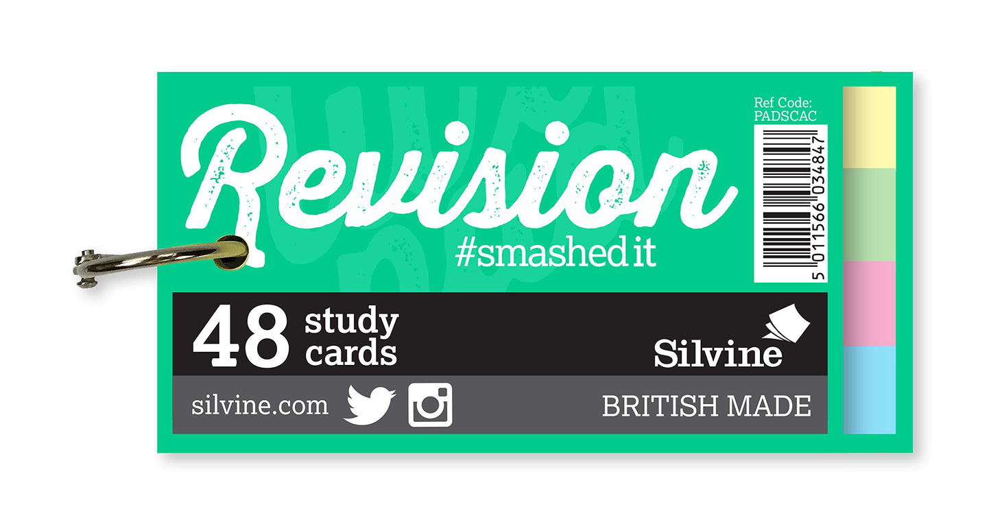 48 Mini Study Revision Cards on Keyring - 100 x 55mm