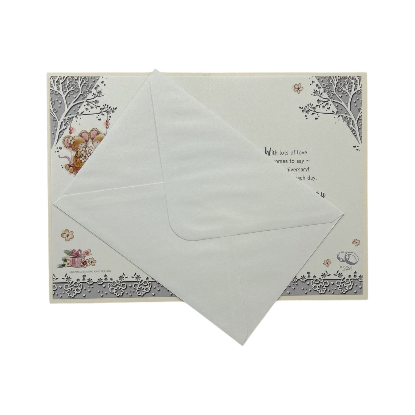 To My Wife Lovely Mice On Swing Design Anniversary Card