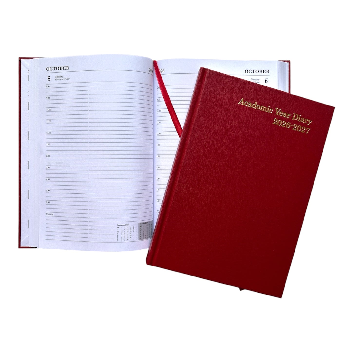Janrax 2026-2027 A5 Day Per Page Burgundy Academic Diary