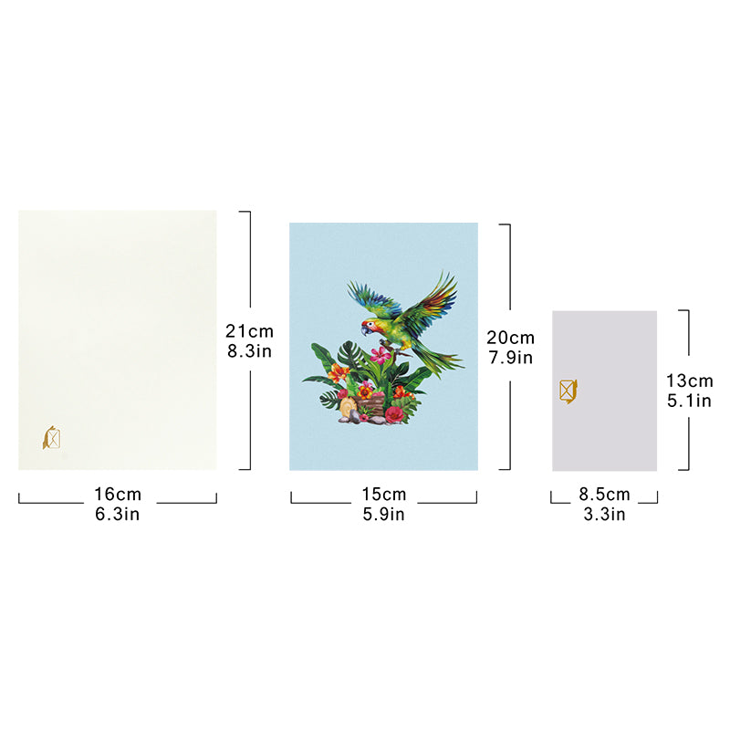 Exotic Wishes Parrot in Bloom 3D Pop Up Greeting Card