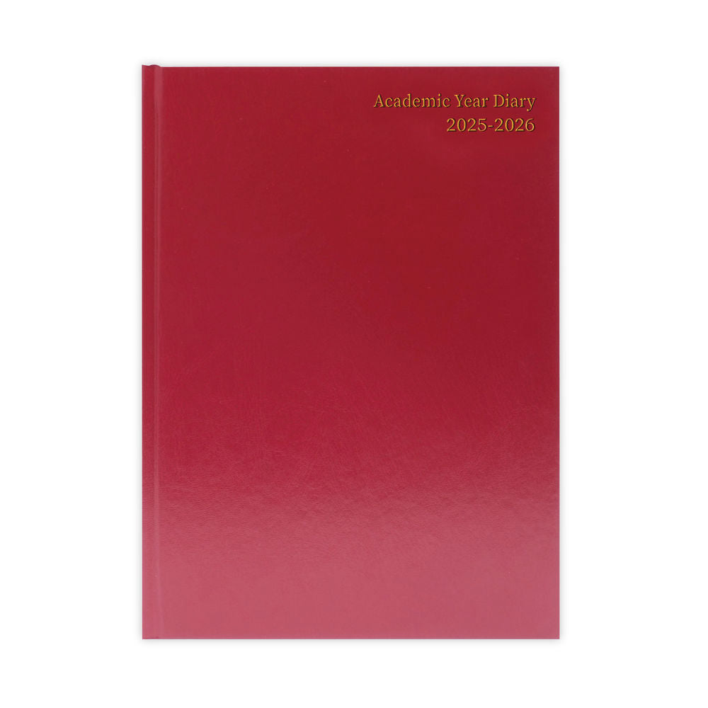 2025-2026 A4 Day Per Page Burgundy Academic Diary