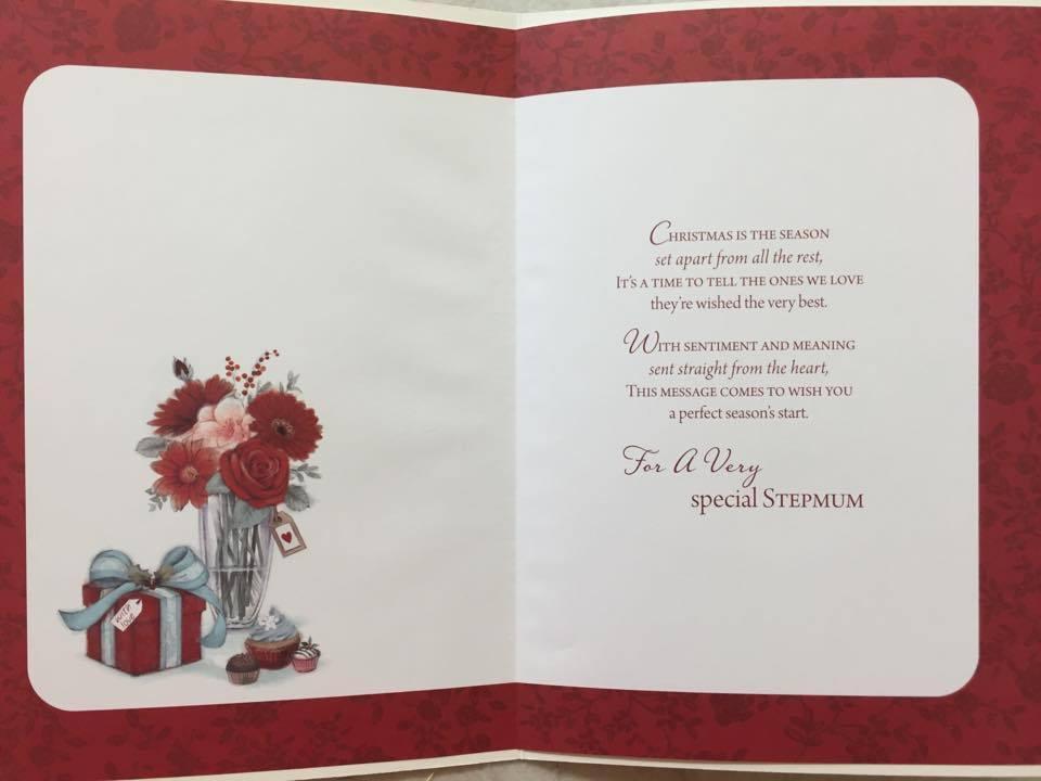 STEPMUM, TRADITIONAL NICE VERSE GOLD FOIL CHRISTMAS GREETING CARD NEW GIFT {DC}