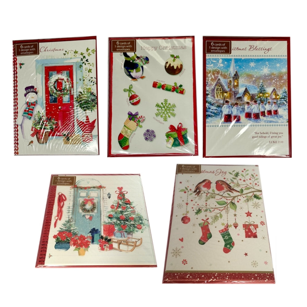 Pack of 30 Traditional Festive Designs Christmas Cards