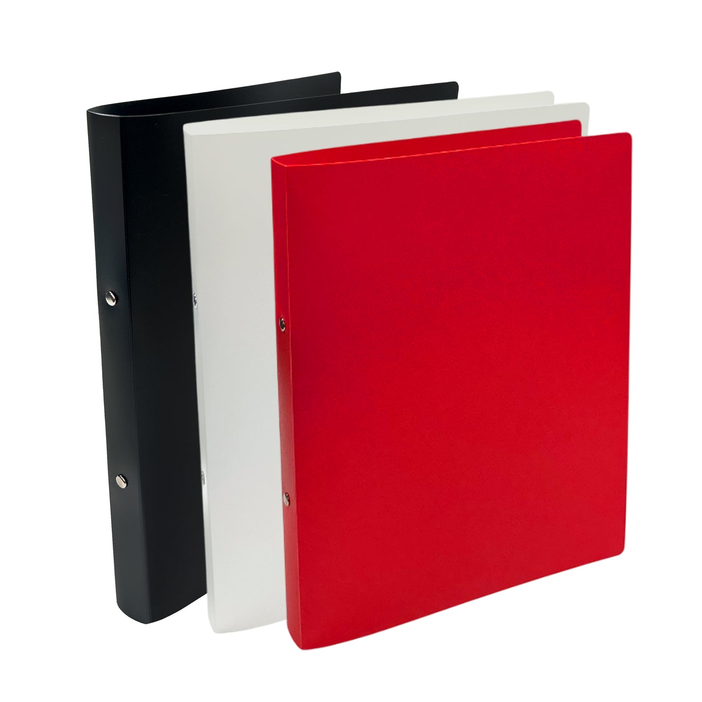 Pack of 3 A4 PP Ring Binders – 25mm Spine, 2 O-Ring Mechanism, 700 Micron Durable Cover – Red, White, Black
