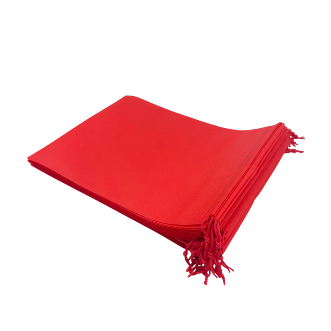 Pack of 100 Red Coloured 32x22cm Non-Woven Drawstring Bags