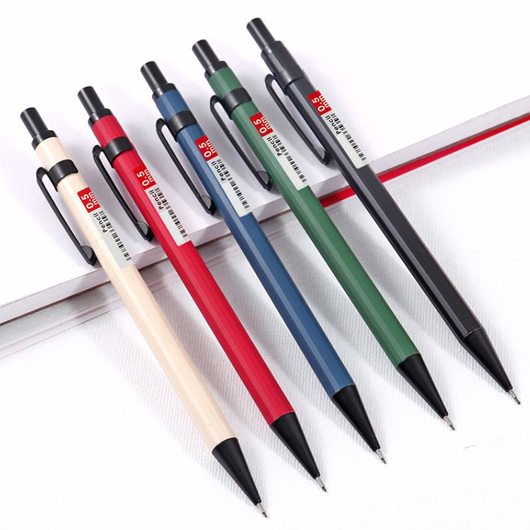 4 Sets of 0.5mm Metal Mechanical Pencil and HB Lead Refills – Balanced Grip, Smooth & Precise Writing, Random Colour