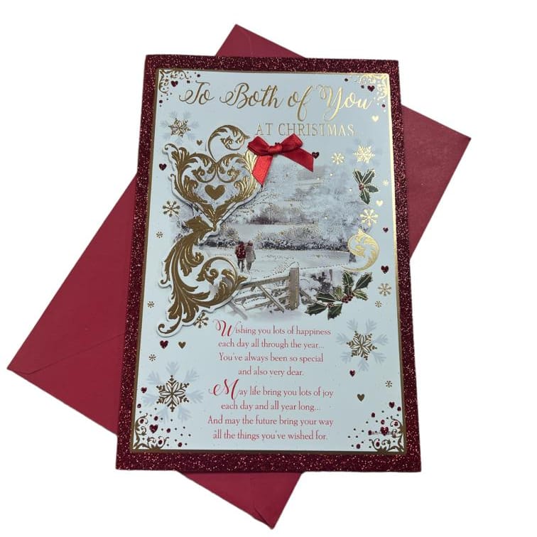 To Both of You Couple Walking in Winter Wonderland Design Christmas Card