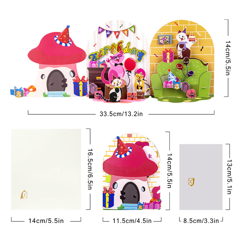 Meow Magic 3 Fold Pop Up Birthday Card