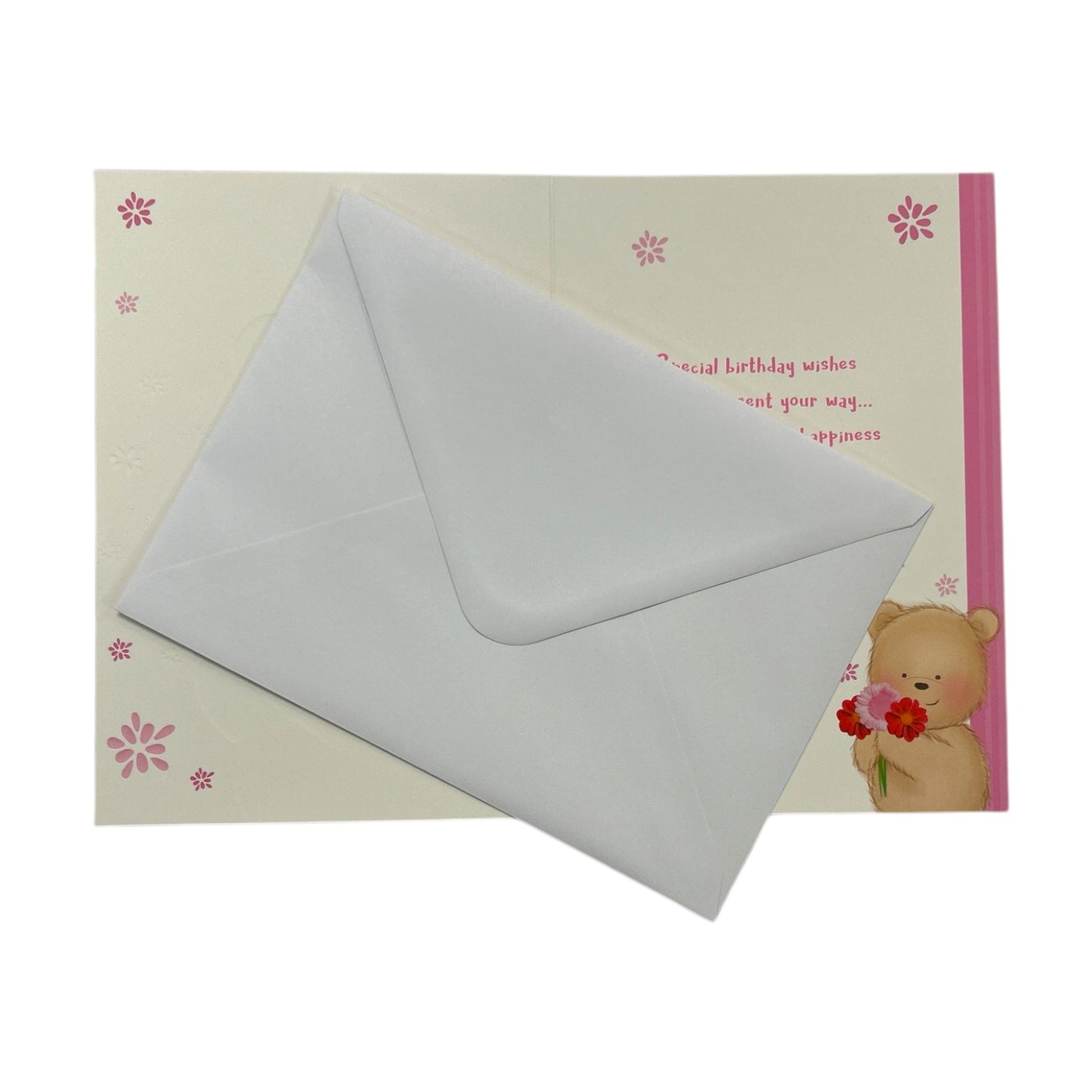 To Nan Teddy with Pink and Red Flowers Design Birthday Card