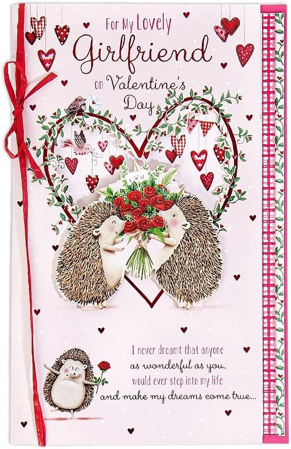 Hedgehogs With Roses Girlfriend Luxury Handmade Valentine's Day Card
