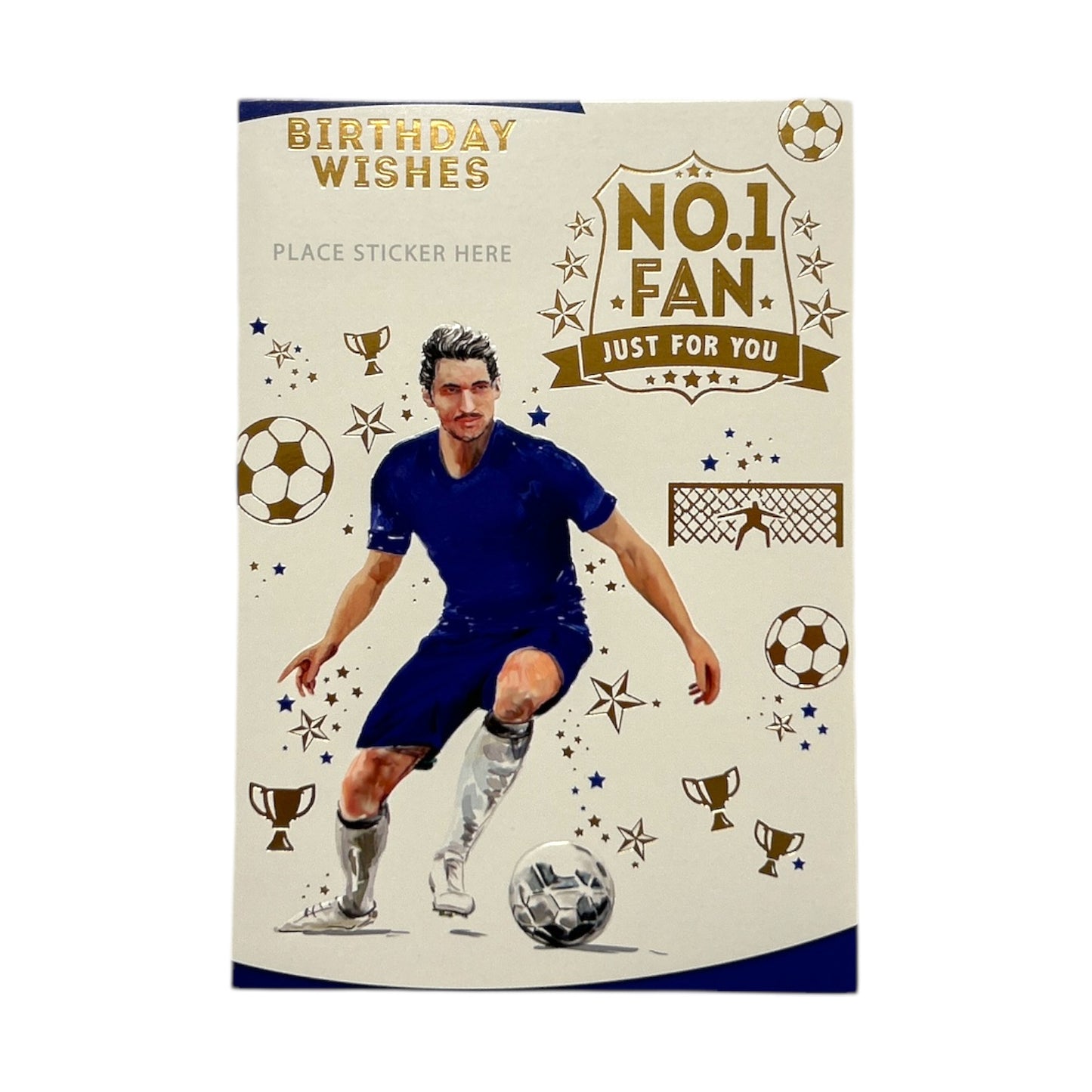 A Man In Blue Soccer Uniform Customized Male Birthday Card