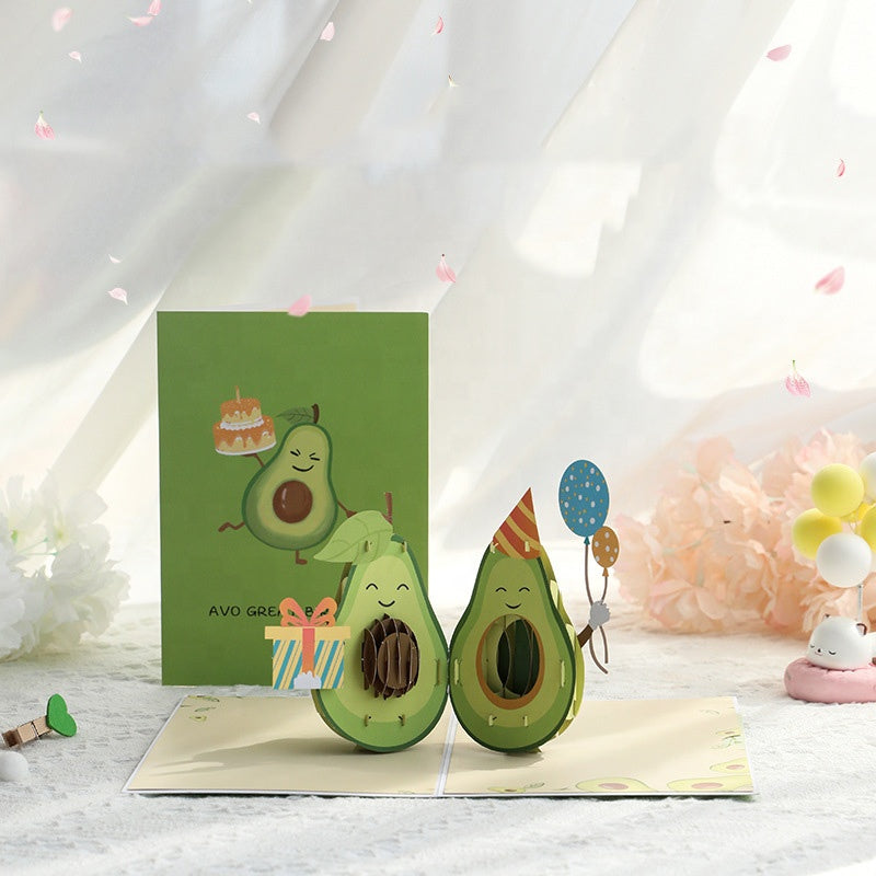 Cute Avocados 3D Pop Up Birthday Card