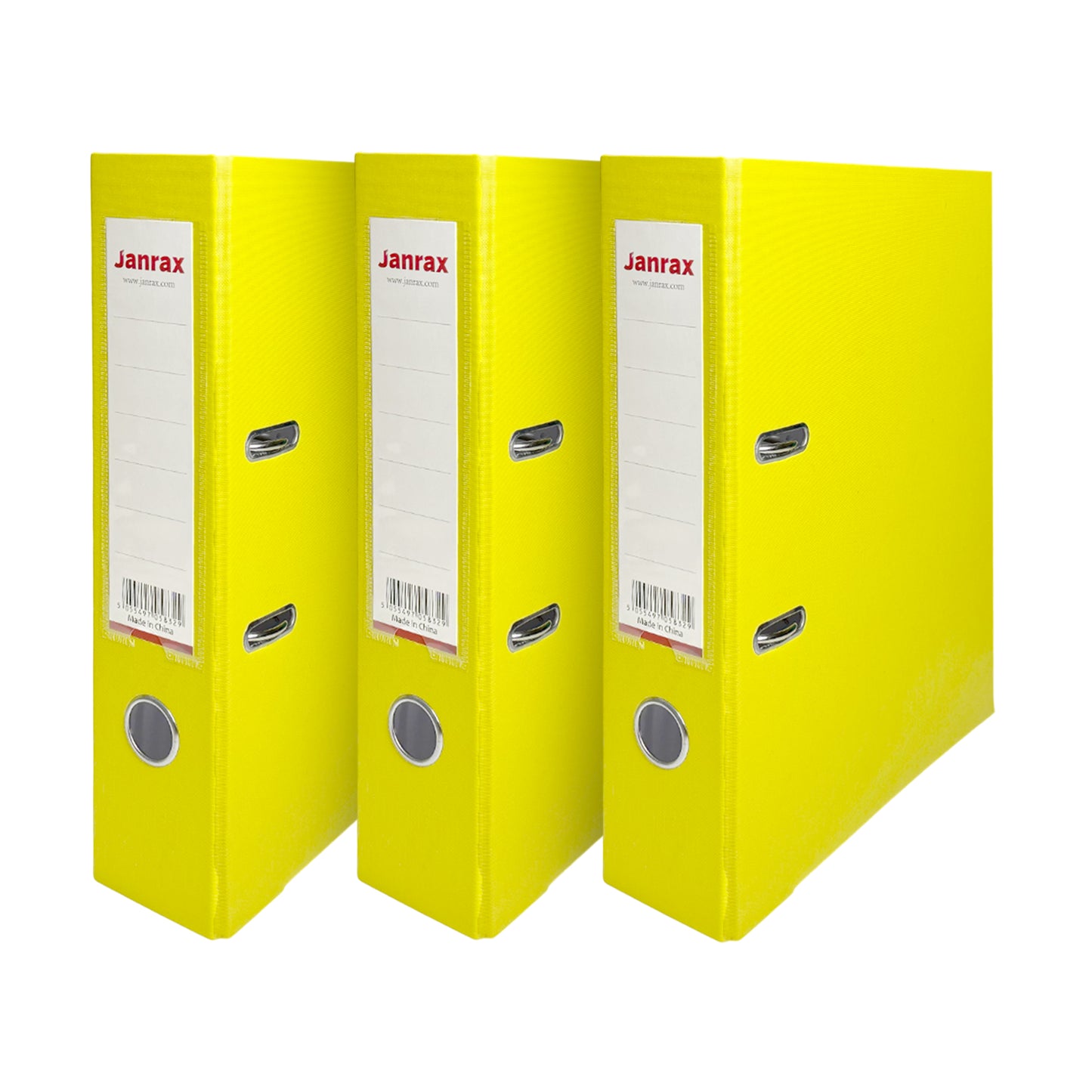 Pack of 3 A4 Yellow Paperbacked Lever Arch Files by Janrax