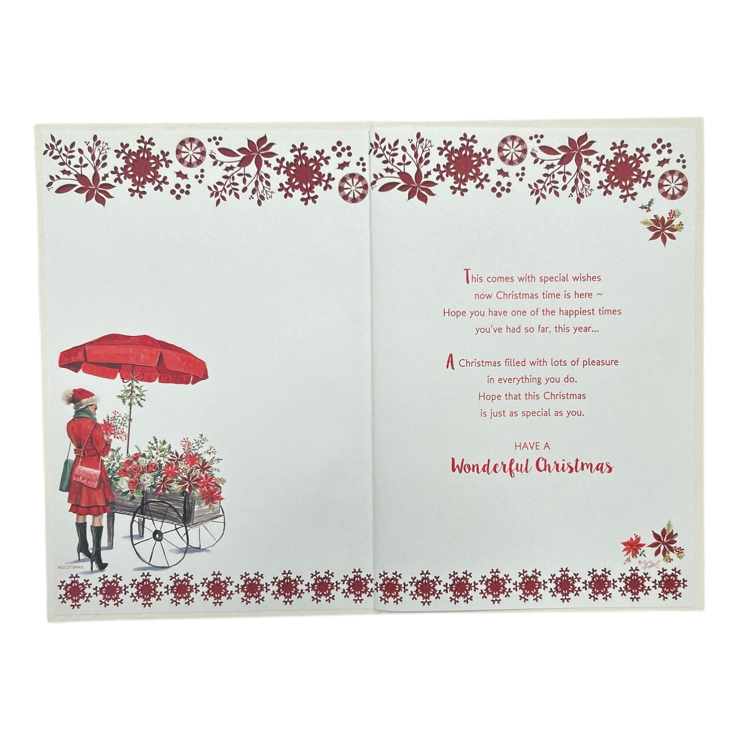 To a Special Sister and Family Flower Cart Design Christmas Card