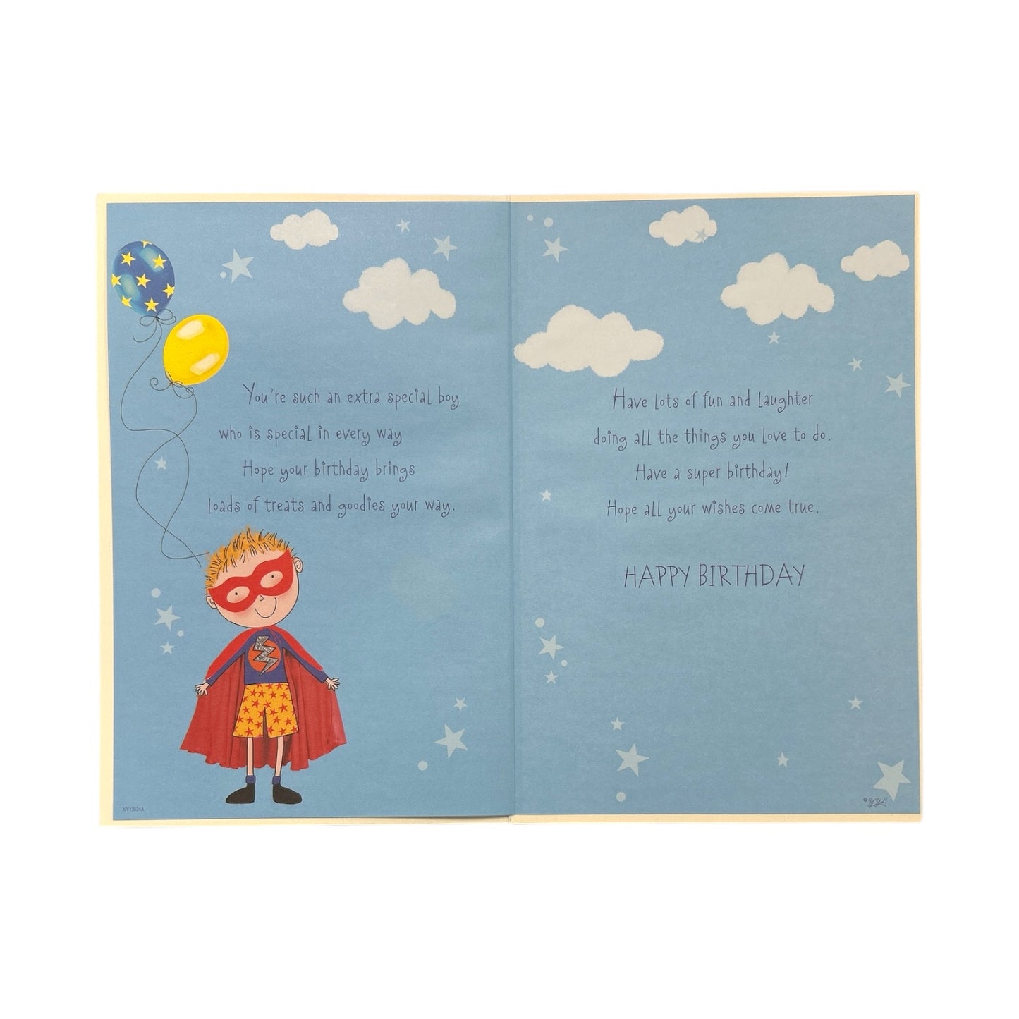 For Son Age 4 Superhero Theme Juvenile Birthday Card With Badge